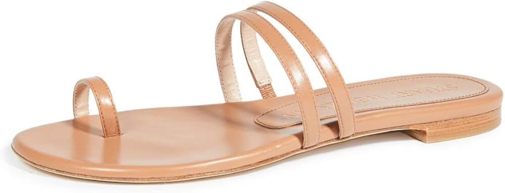 Stuart Weitzman Leonita Slide Sandal Tan Smooth Calf Size 6.5 Spain